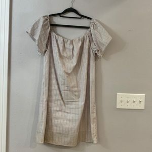 Ladies Bobeau Size L White w/Red & Blue Pin Stripes Dress